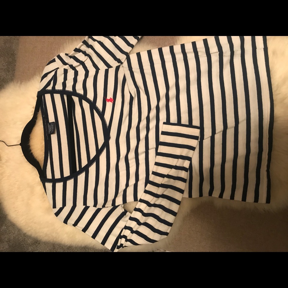 Ralph Lauren white and navy top